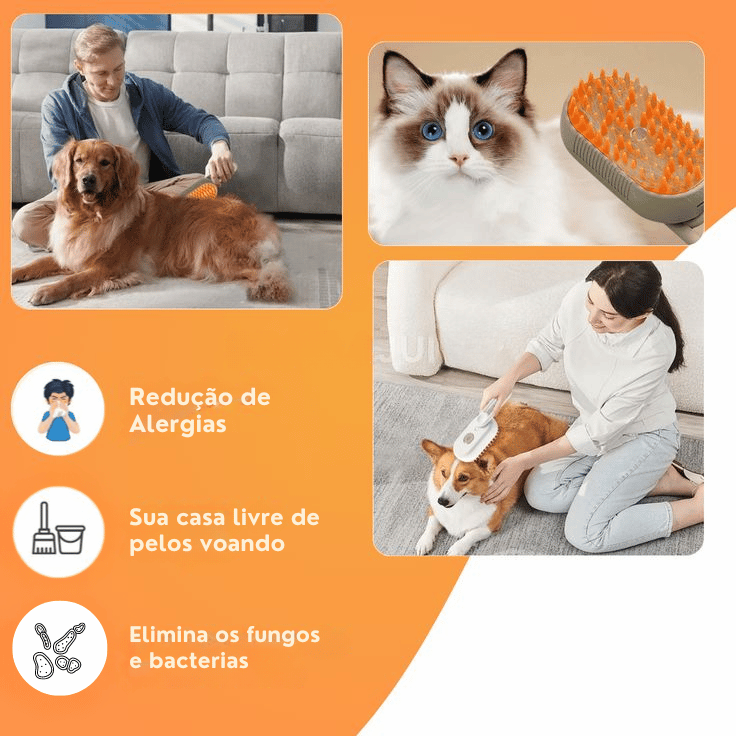 Super Escova Elétrica a Vapor Para Pets LittleClean