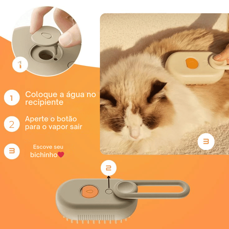 Super Escova Elétrica a Vapor Para Pets LittleClean