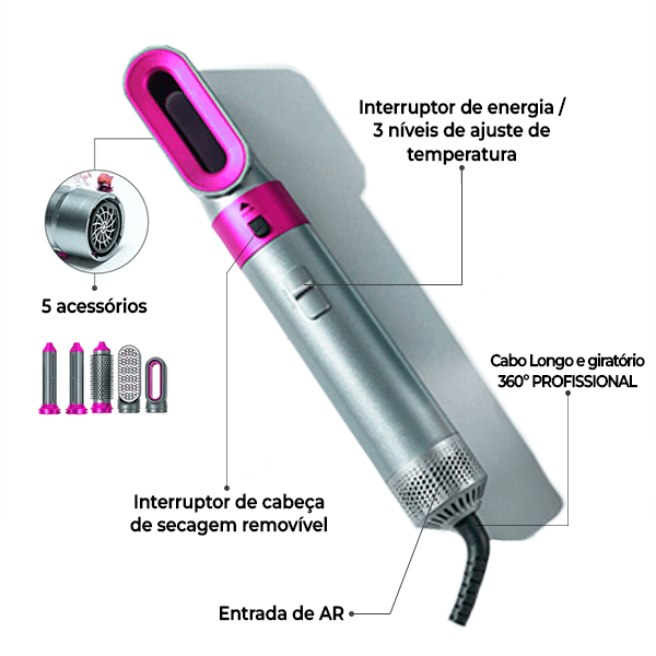 - Escova Modeladora e Secadora 5 em 1 + ( BRINDE ) - ÚLTIMAS UNIDADES🔥 - ecommercedagente