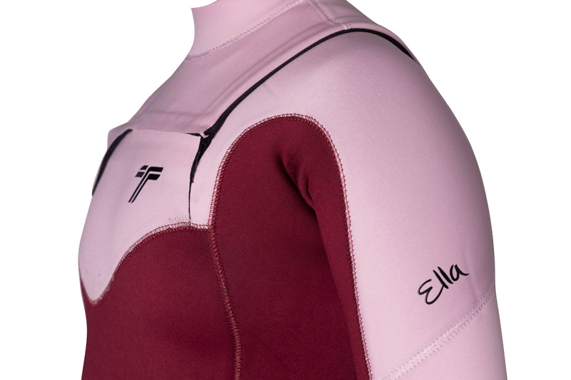 Long John 3.2 mm Ella Zip - Chest Zip - Vinho com Rosa - ecommercedagente