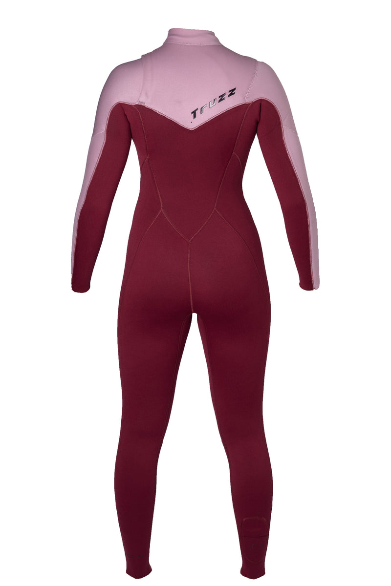 Long John 3.2 mm Ella Zip - Chest Zip - Vinho com Rosa - ecommercedagente