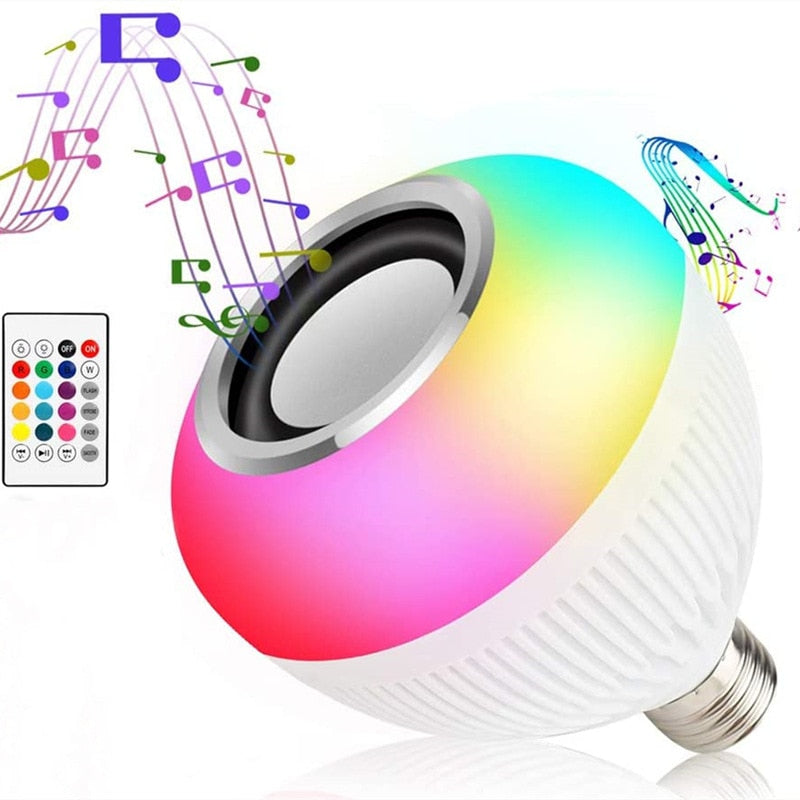 Lampada Bluetooth Led Caixa De Som Com Controle Remoto 12W Rgb Luz Colorida Balada - ecommercedagente